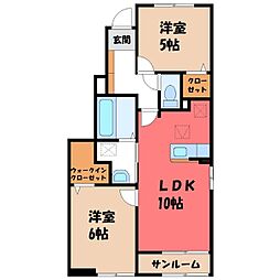 クリスタルパレス 2LDKの間取図画像