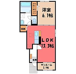 パークアクシス藤岡・D 1LDKの間取図画像