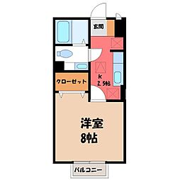 フィーノB 1Kの間取図画像