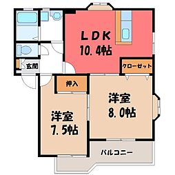 ピュアハイツ 2LDKの間取図画像