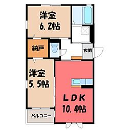 ネオハイツ 2LDKの間取図画像