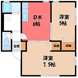 レトア絹香B 2DKの間取図画像