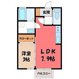 パインズ富塚 1LDKの間取図画像