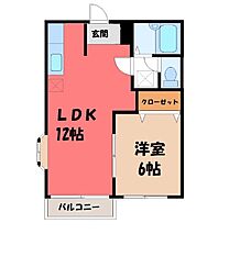 エルディムナカジマ 1LDKの間取図画像