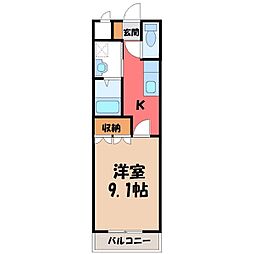 ポンテアルト 1Kの間取図画像
