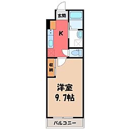 アルコイル上並榎 1Kの間取図画像