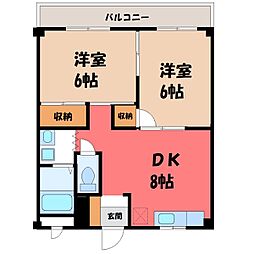 コーポK-1 2DKの間取図画像