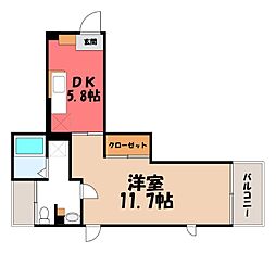 グランコーナ高崎 1DKの間取図画像