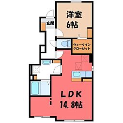ヴィラプラシードB 1LDKの間取図画像