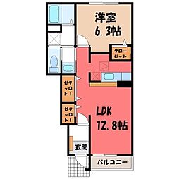 プラシード 1LDKの間取図画像