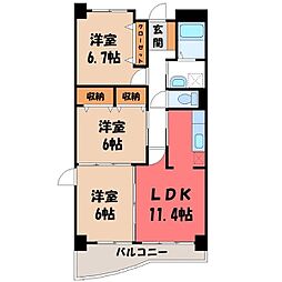 クラール 3LDKの間取図画像