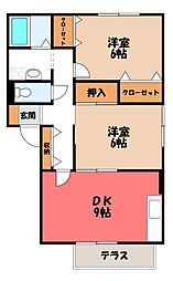 サンフラワーC 2DKの間取図画像