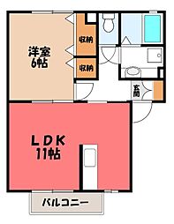 ボヌールE 1LDKの間取図画像