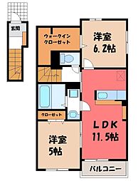 レスポアール本庄 2LDKの間取図画像