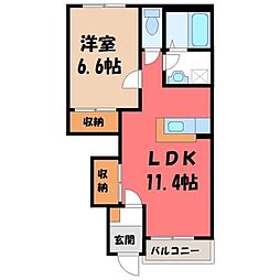 ジェムフォレスト 1LDKの間取図画像