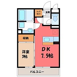 オルタシア・カツラ 1DKの間取図画像