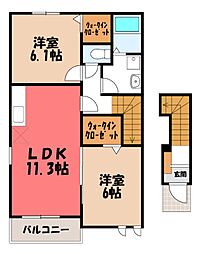 プランドールC 2LDKの間取図画像