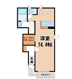 ジェントリーu ワンルームの間取図画像