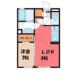 エタルナ江木 1LDKの間取図画像