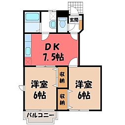 ソルフィーB 2DKの間取図画像