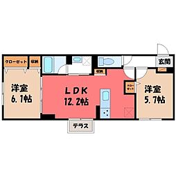 D-Luxe中居町 2LDKの間取図画像