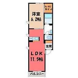 ボヌールA 1LDKの間取図画像