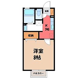 グランドソレイユ 1Kの間取図画像