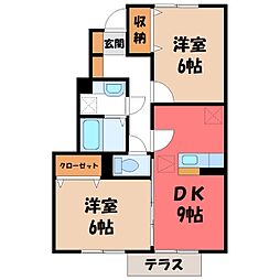 アロースガーデンA 2DKの間取図画像