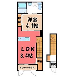 シェ・ドゥーブル 1LDKの間取図画像