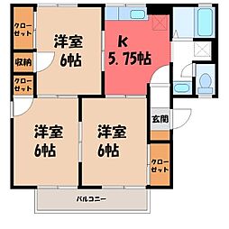 ビューグランドールB 3Kの間取図画像