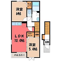 カーサ・エテルノB 2LDKの間取図画像