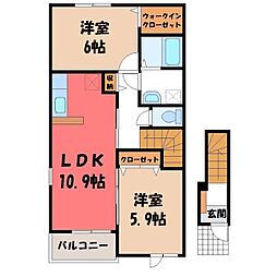 リジェール1 2LDKの間取図画像