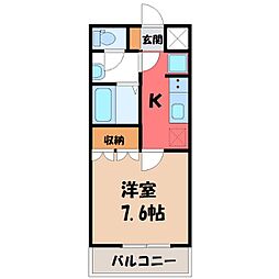 オールージュ 1Kの間取図画像