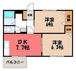 ノールセゾン3 2DKの間取図画像