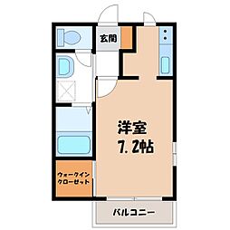 ヴァンソレーユA 1Kの間取図画像