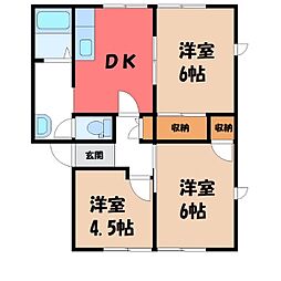 JR両毛線 伊勢崎駅 徒歩21分の賃貸アパート 2階3DKの間取り