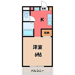 東武伊勢崎線 新伊勢崎駅 5.6kmの賃貸マンション 3階1Kの間取り