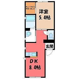 JR両毛線 駒形駅 徒歩32分の賃貸アパート 2階1LDKの間取り