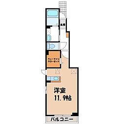 東武伊勢崎線 剛志駅 4.3kmの賃貸アパート 1階ワンルームの間取り