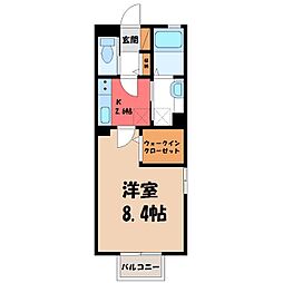 湘南新宿ライン宇須 古河駅 徒歩10分の賃貸アパート 2階1Kの間取り