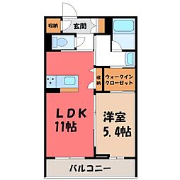 東武伊勢崎線 新伊勢崎駅 徒歩10分の賃貸マンション 1階1LDKの間取り