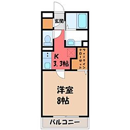 JR両毛線 駒形駅 徒歩32分の賃貸アパート 2階1Kの間取り
