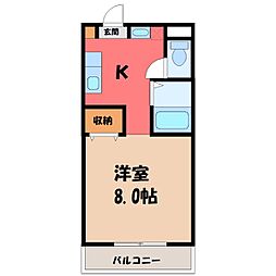 東武伊勢崎線 新伊勢崎駅 5.6kmの賃貸マンション 3階1Kの間取り