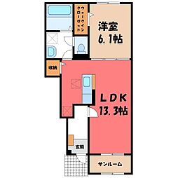 JR八高線 北藤岡駅 6kmの賃貸アパート 1階1LDKの間取り