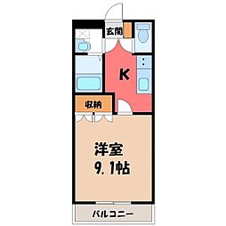 東武伊勢崎線 剛志駅 徒歩22分の賃貸アパート 1階1Kの間取り
