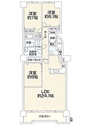 クリーンリバーネオ・シティあいの里C-ステージ 3LDKの間取図画像