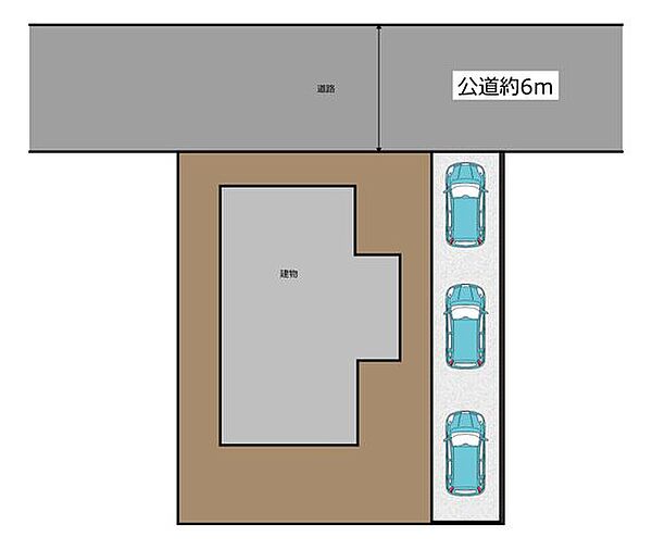 【区画図】駐車スペースの拡張を行い、3台分の駐車が可能になりました。来客があった場合でも安心の駐車台数です。