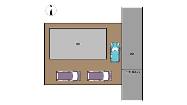 【区画図】駐車スペースを拡張し、車種により3台駐車可能になります。ご夫婦で1台ずつ、さらにお客様がいらした際も安心の駐車スペースです。