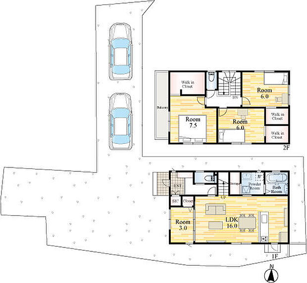 2台駐車可能!2階洋室はすべてウォークインクローゼットあり!