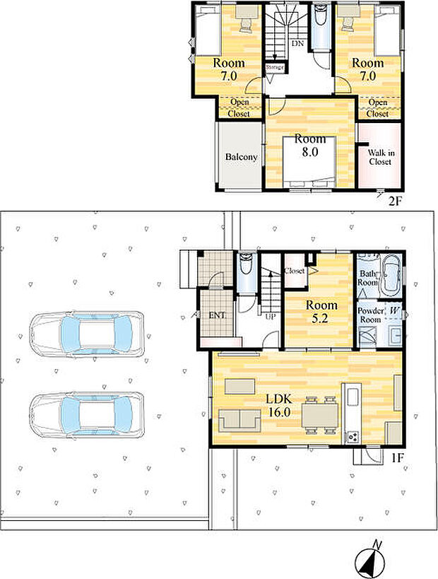 最大3台並列駐車も可能。